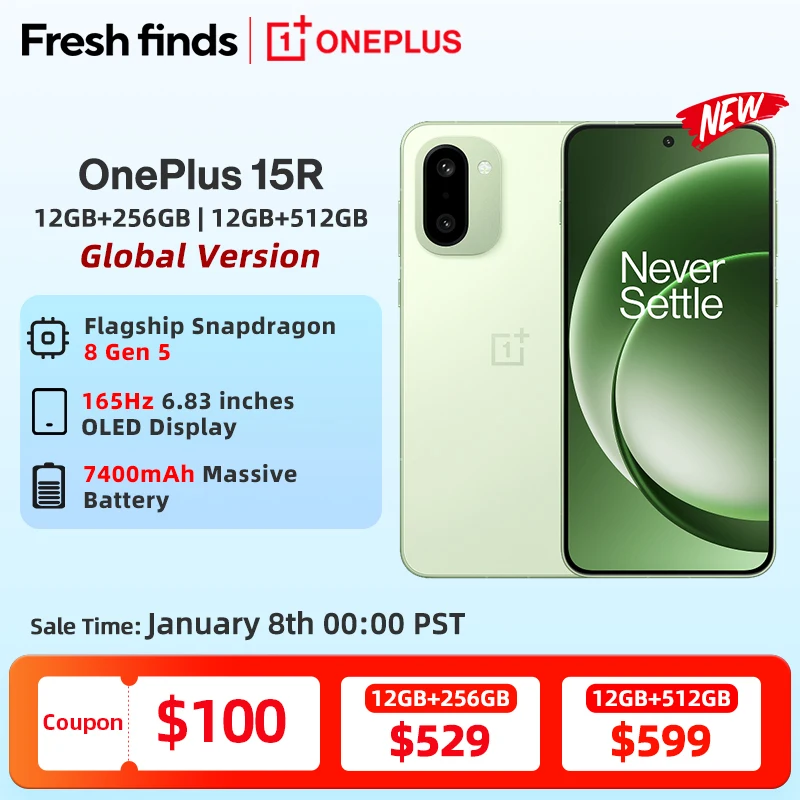 �y�Z�[�����z���[���h�v���~�A OnePlus 15R �O���[�o���ŃX�}�[�g�t�H�� Snapdragon 8 Gen 5 7400mAh�o�b�e���[ 165Hz�f�B�X�v���C IP68 IP69