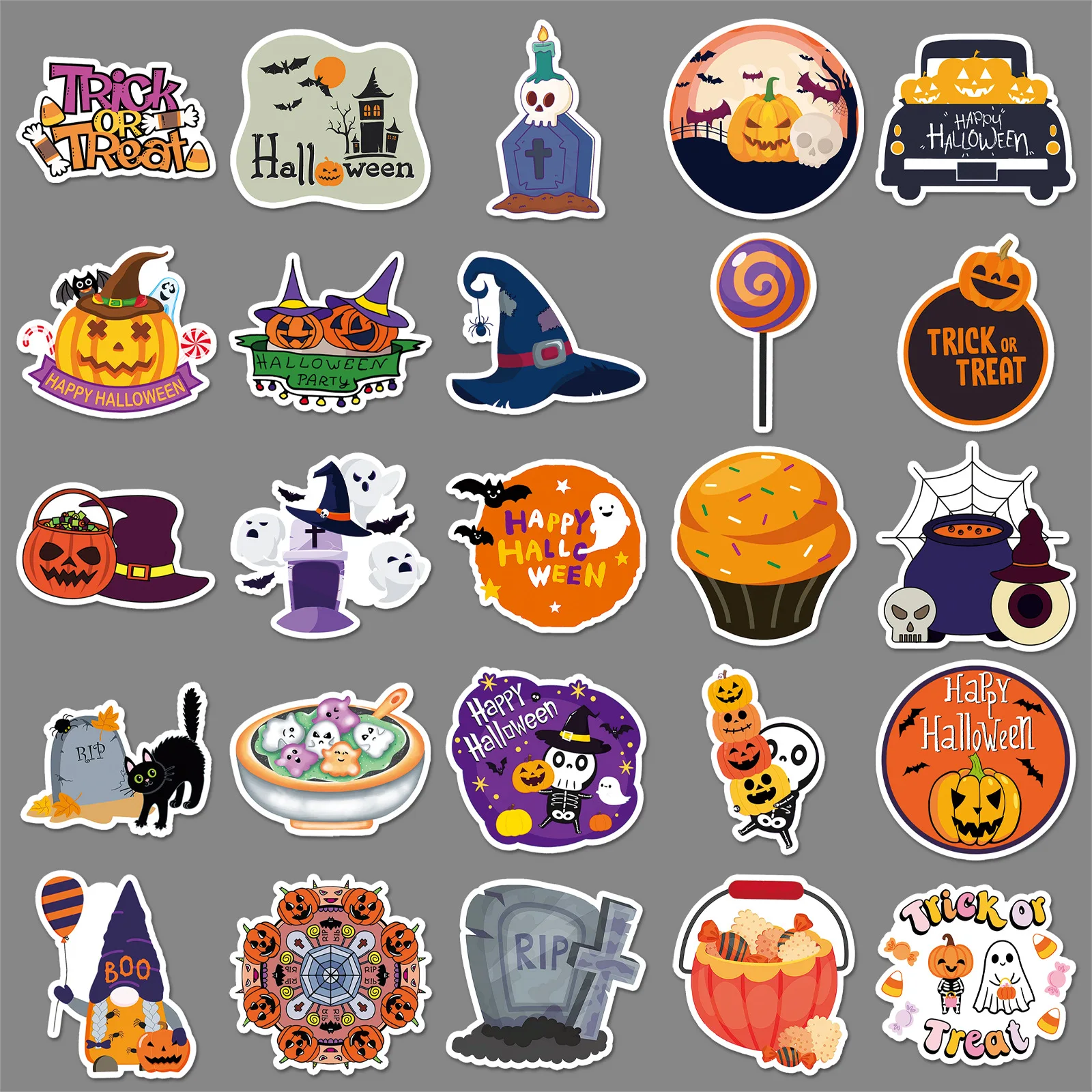 50 قطعة ملصقات كرتونية جديدة للهالوين لتزيين الهاتف والدراجة والثلاجة والكمبيوتر المحمول وحقيبة الأمتعة والسيارة والأطفال هدية ألعاب