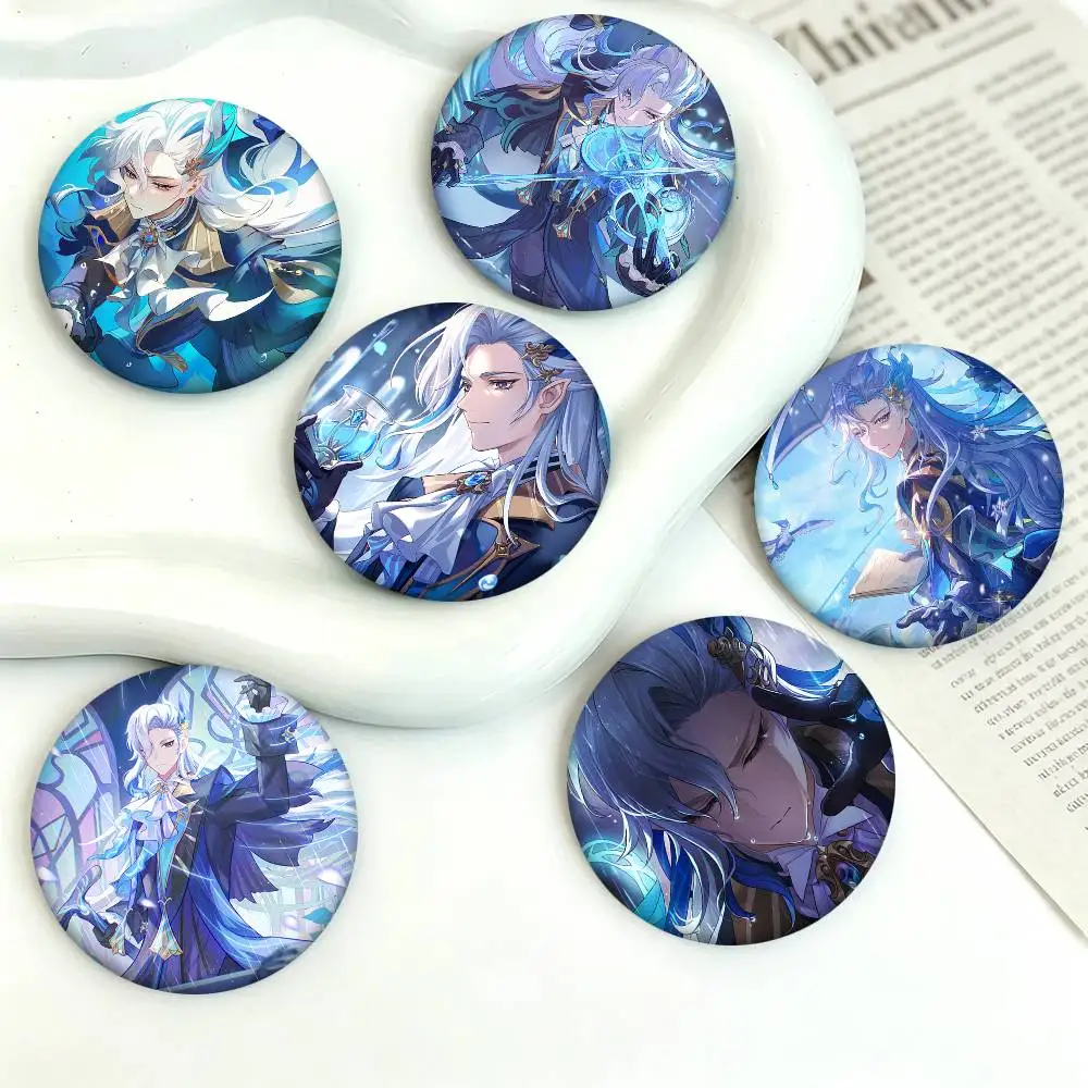 Anime Game Genshin Impact Neuvillette Round Badge Creative Brooch Clothing Backpack Accessories Lapel Pin
