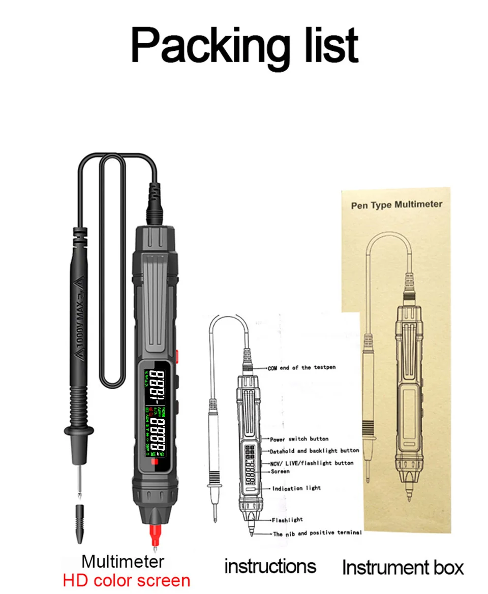 Multimeter Digital Pen Type Auto Range Non Contact Voltage Meter Resistance Diode NCV Multimetro Capacitance High Precision Tool