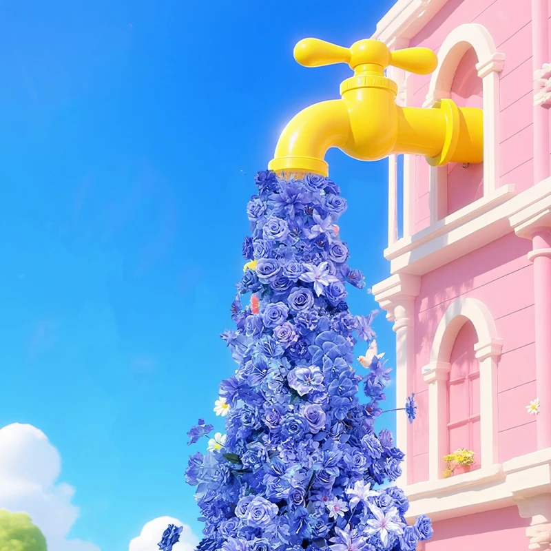 

Creative faucet waterfall flower three-dimensional door head sculpture shop drainage decoration