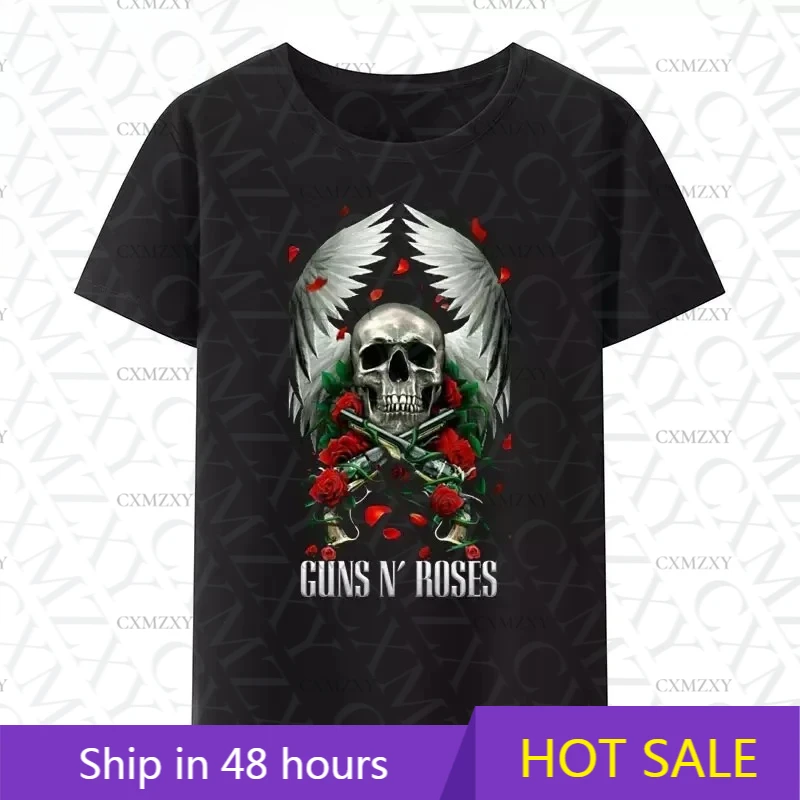

Guns N Roses Theme 100%Cotton Summer O-neck Print Streetwear T Shirt Male Harajuku Short Sleeve Tee Men Clothing Y2k Tops Gym