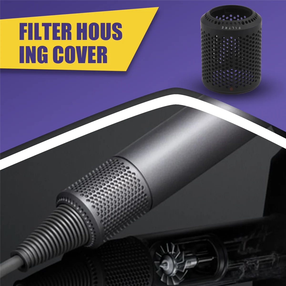 

Better Quality Suitable for Dyson Hair Dryer HD01 HD03 HD08 Dustproof Outer Filter Cover Vacuum Cleaner Accessories Black