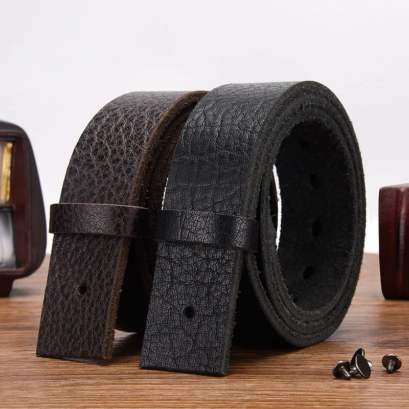 Men's Genuine Leather Does Not Take The Lead, Cowhide Pin Buckle Belt Men's First Layer Cowhide Belt Body Naked Headless Belt