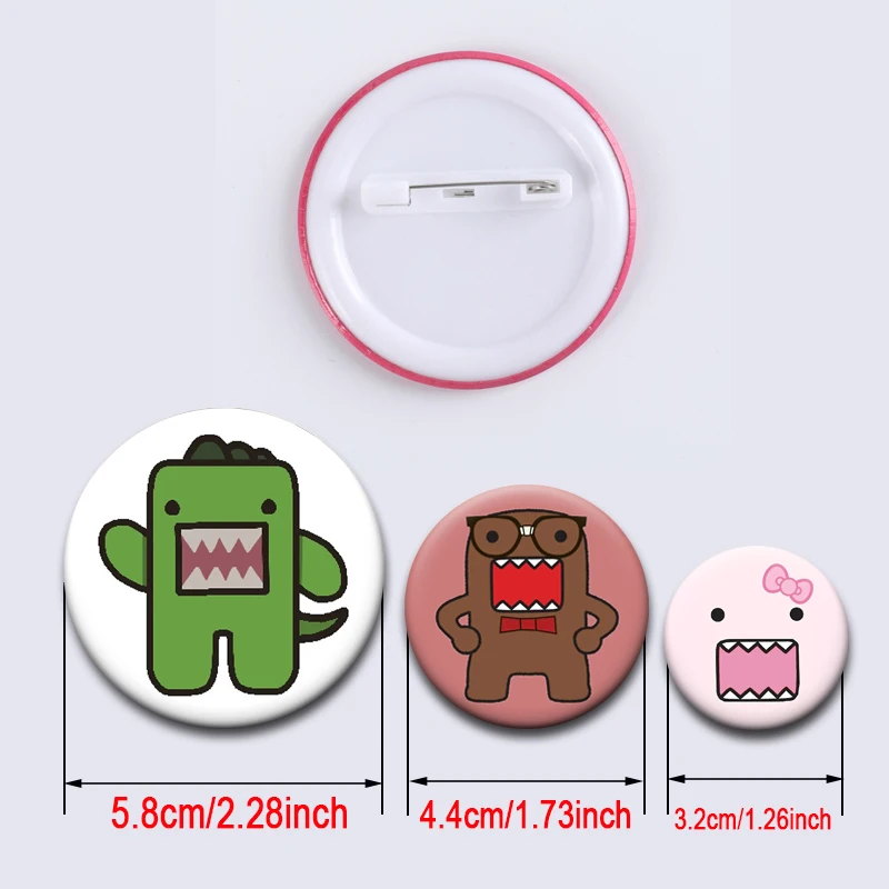 Funny Cartoon Brooches Domo Tooth Expression Pack Badge Round Creative Anime Pins for Bag Accessories Jewelry Handmade Gifts