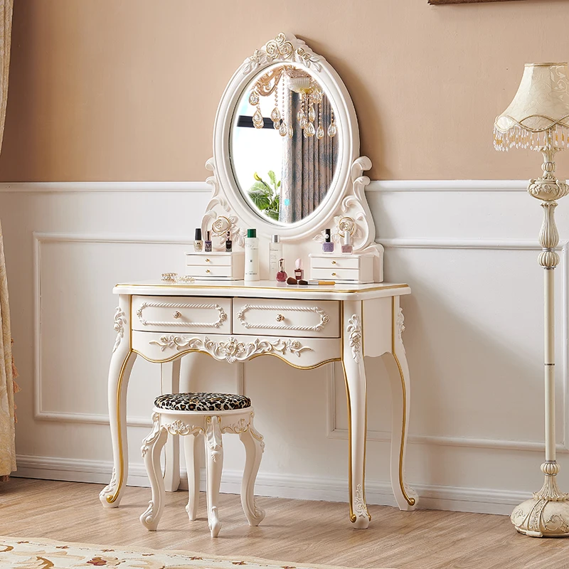 Luxury Vanity Dressing Table White Organizer European Makeup Dressing Table Mirror Princess Tocador Maquillaje Furniture Home