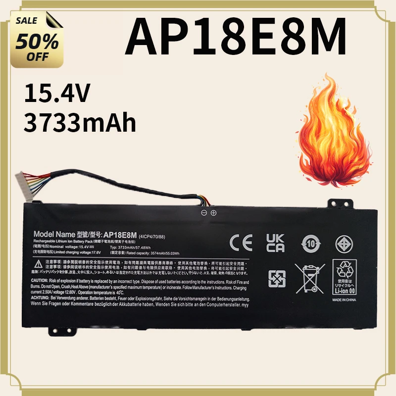 AP18E8M 3733mAh Laptop Battery for Acer Nitro 5 AN515-54 AN515-55 AN517-51 7 AN715-51 Aspire 7 A715-74 A715-74G Series AP18E7M