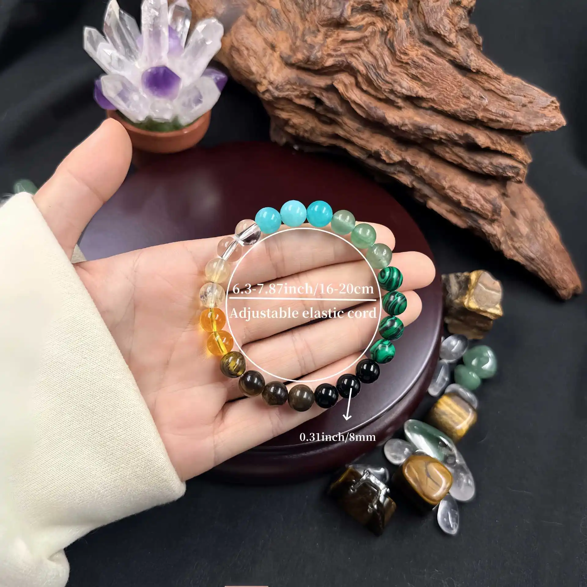 8mm Natural Stone Beaded Bracelet for Women Lucky Attract Love Wealth Good Luck Colorful Bracelet Jewelry Birthday Gift image 3