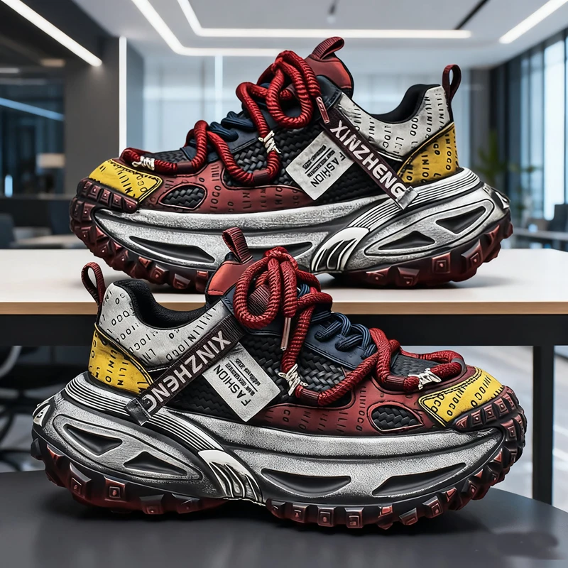 Men's Chunky sneakers casual lightweight four season breathable soft-sole outdoor racing running shoes student speed sports shoe