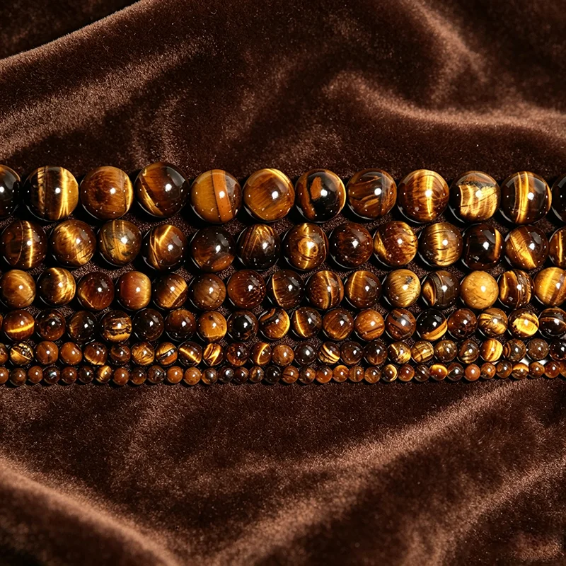 Economical 4mm/6mm/8mm/10mm/12mm/14mm Real Natural Tiger eye Stone Beads For Jewelry Making Brown Smooth Beaded Bracelet Anklet
