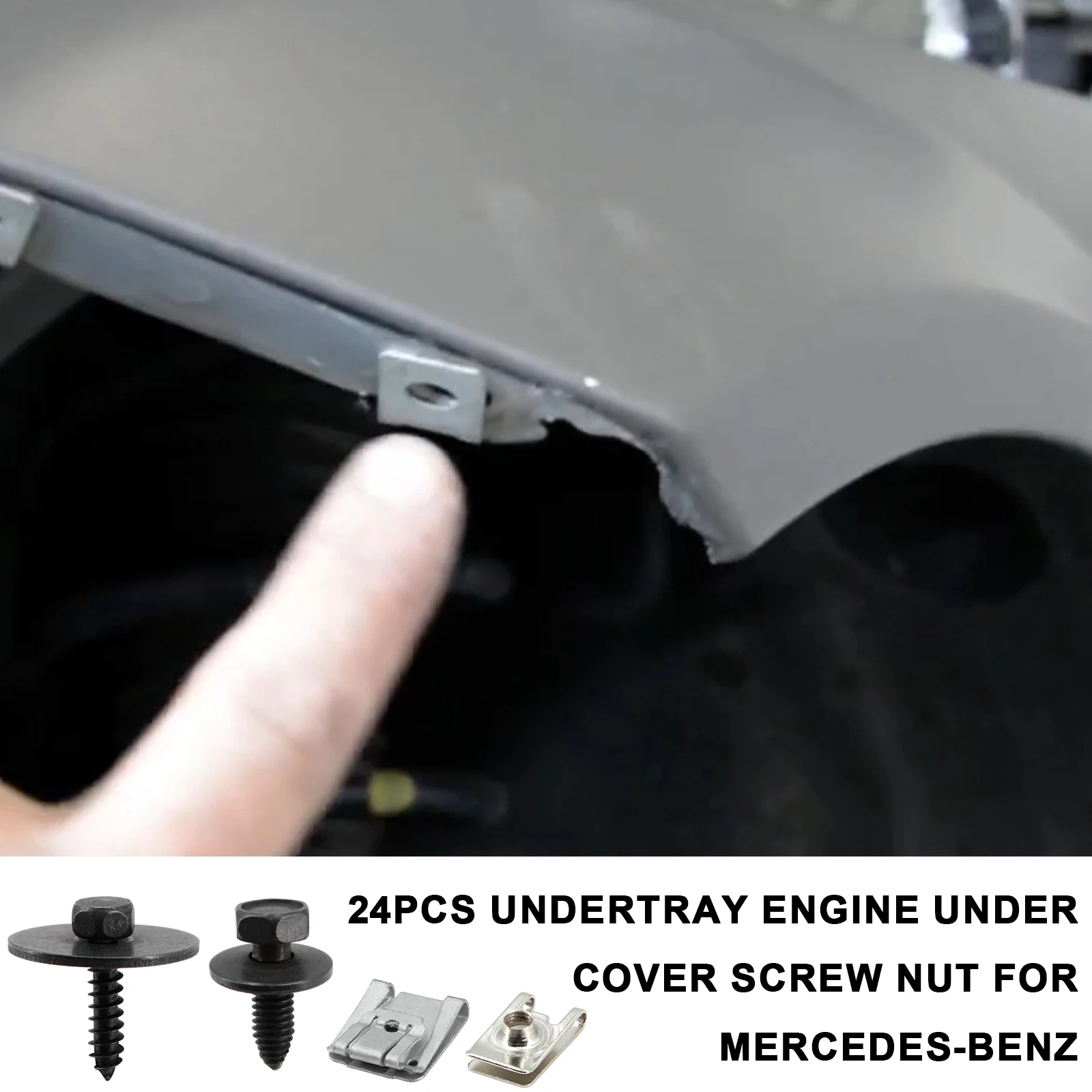 24Pcs/Set Car Engine Undertray Fixing Clips Screws for Mercedes-Benz E-Class C-Class W203 W204 W211 Under Cover Rivet Fasteners
