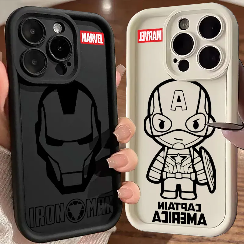 

Iron Man Mask Captain America Case For iPhone 16 Pro Cases iPhone 15 14 13 12 Mini 11 Pro Max 16 Plus XS Shockproof Phone Cover