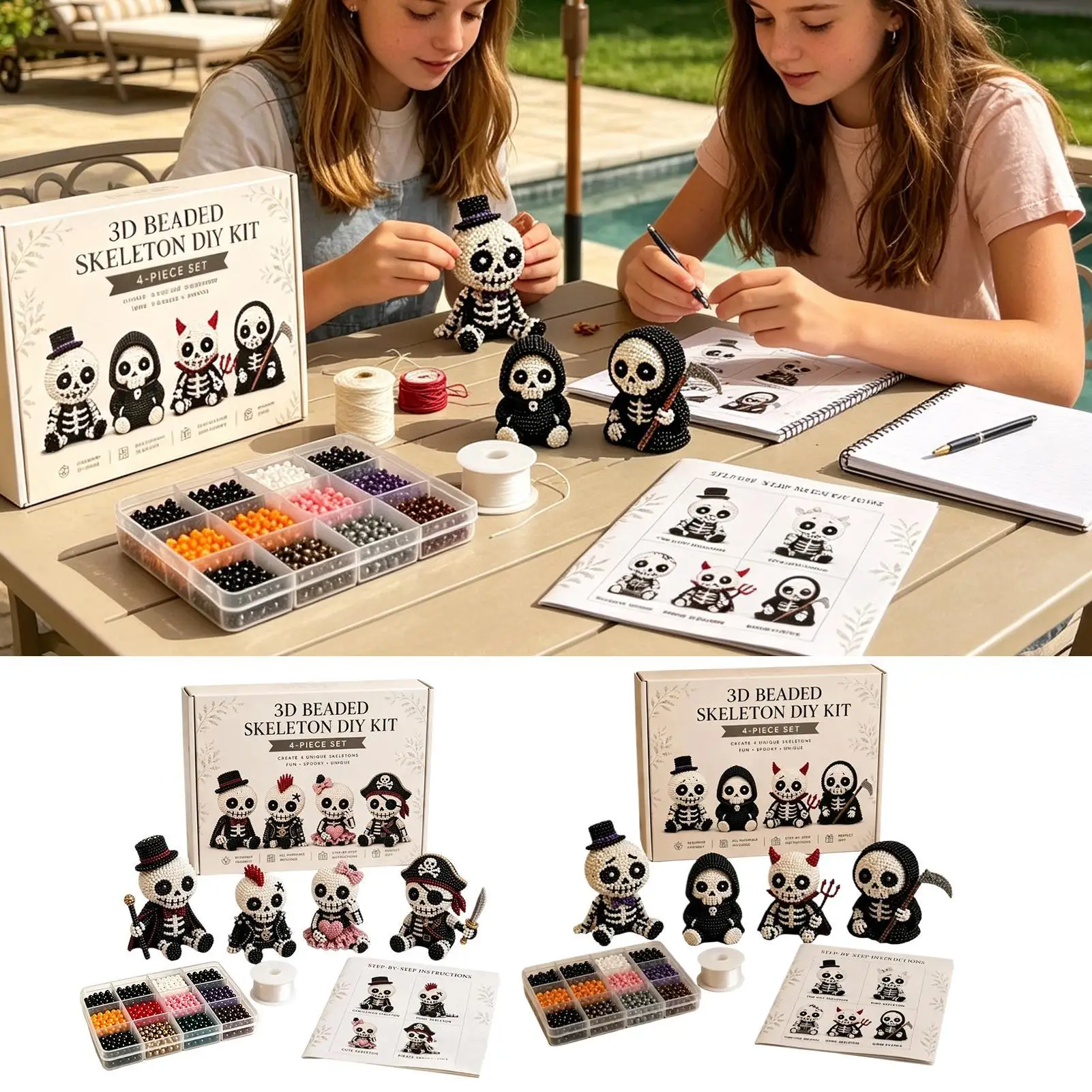 Beaded Skeleton Craft Kit Adorable Keepsake With Instruction Beaded Skeleton Figure Ornament Crafts For Home Party Classroom
