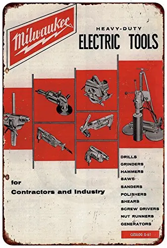 Milwaukee Electric Power Tools Workshop Ad Reproduction tin sign 8 x 12