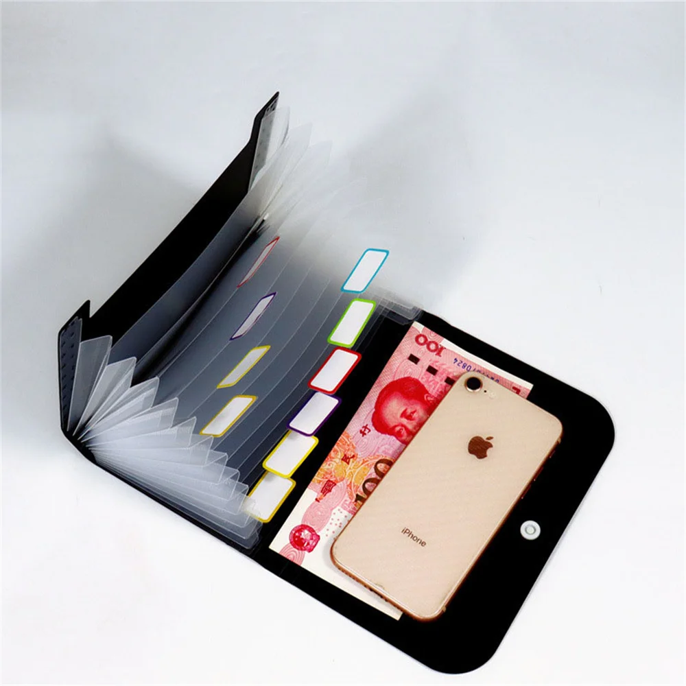 Small File Wallet Receipt Folder A6 Accordion Folder 7-layer 13-layer File Case Waterproof with Self-adhesive Index Tabs