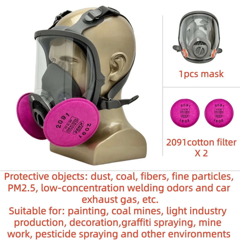 Reusable 6800 Full Face Mask 2091 Particulate Filter Cotton Industrial Chemical Dustproof Respirator