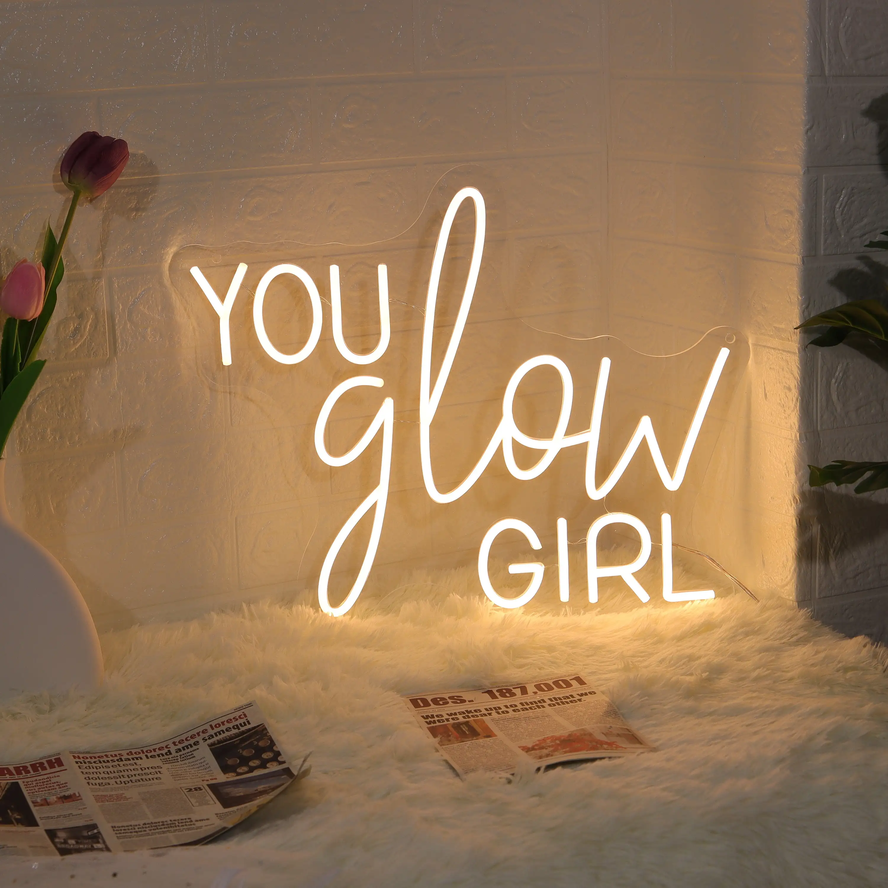 

You Glow Girl Neon Sign Custom Bedroom Wall Art Decor Neon Personalized Birthday Gifts for Girls Wedding Neon Wall Sign