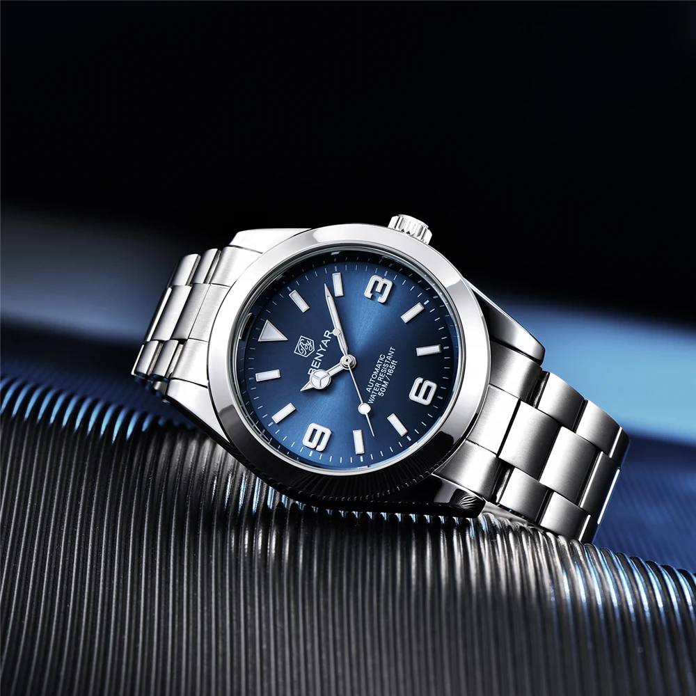 BENYAR 41MM Original Design New Men Automatic Mechanical Watches Luxury Sapphire Stainless Steel Waterproof Relogio Masculino