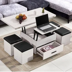 Dining Living Room Furniture Multifunctional Square Tea Center Table Wooden Folding Height Adjustable Lift Top Coffee Table