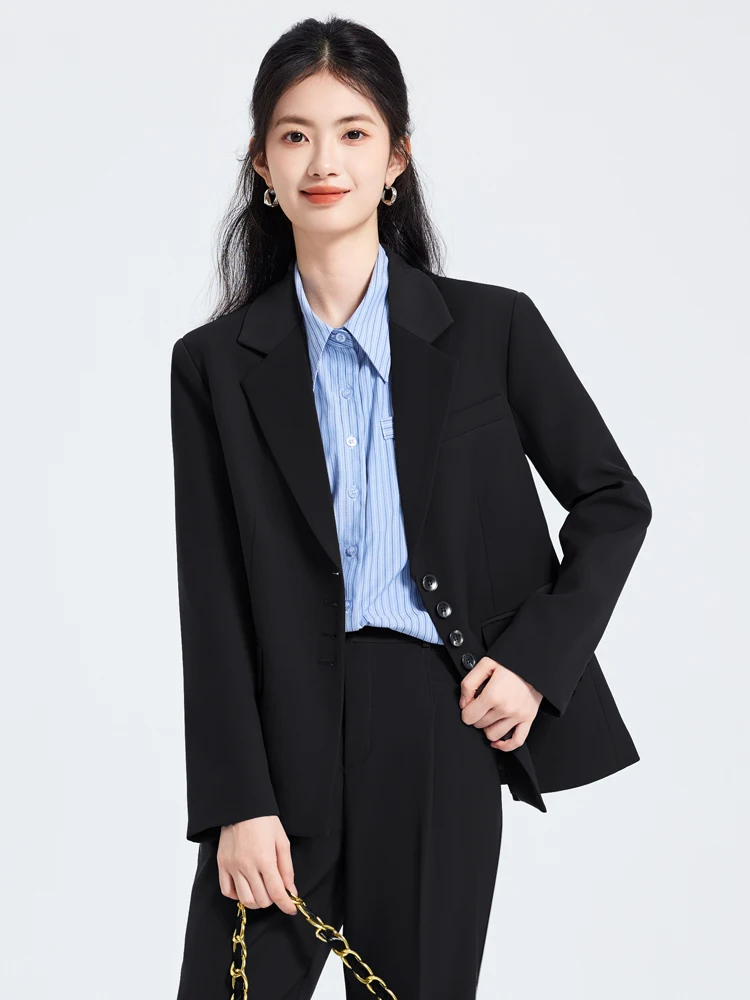 

Black Suit Jacket Women's Professional Interview Outfit Career College Style Spring Commute Fashion Women's Ensemble