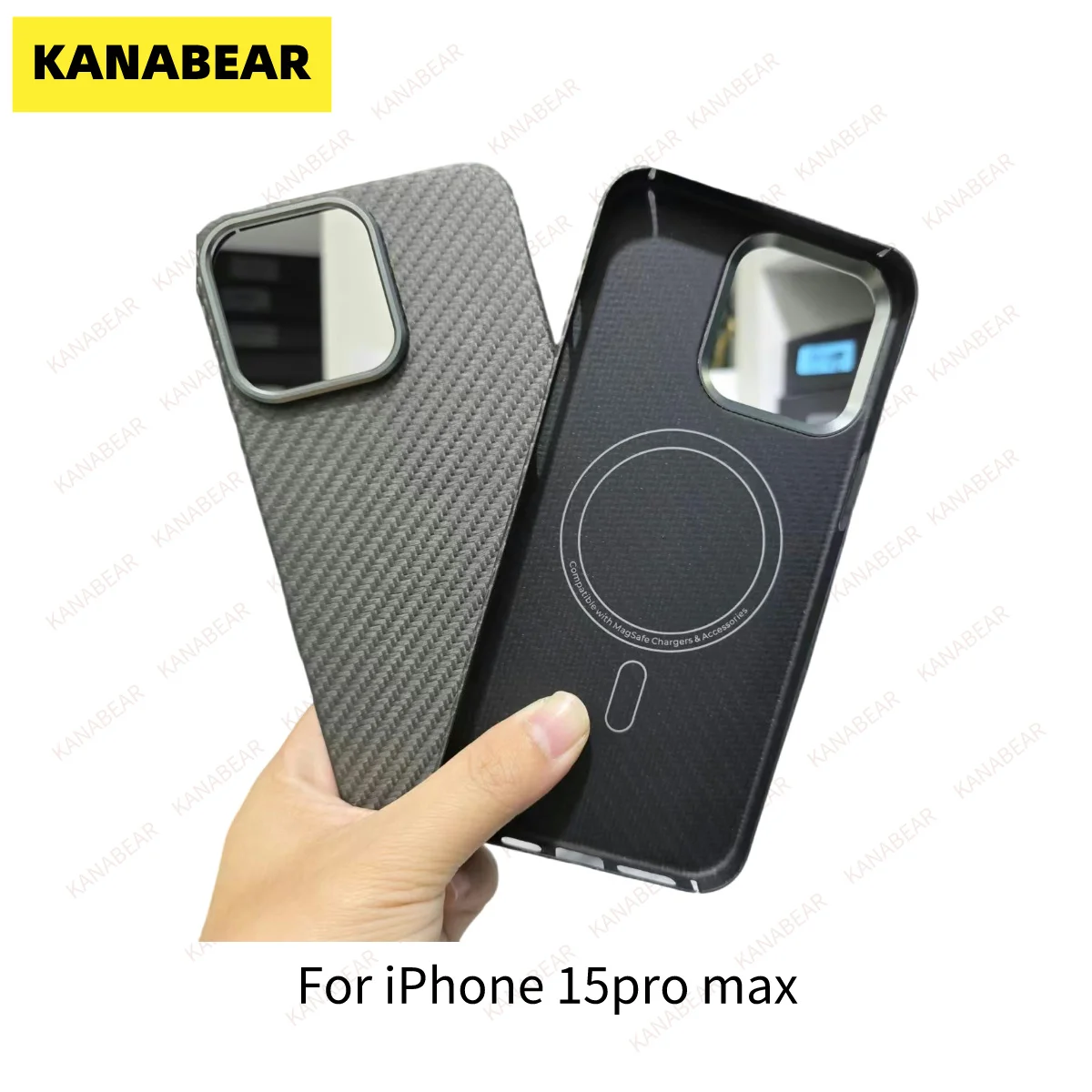 KANABEAR Suitable for Apple 15pro Max Floating Weave Titanium Gold Kevlar Phone Case Heat Dissipation Thin 15pro Protective Case