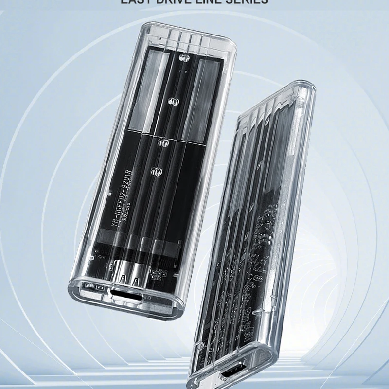 M.2 NVME PCIe/NGFF SATA SSD Case Transparent External Enclosure USB Type C 3.1 10Gbps M2 B+M Key/M Key For 4TB SSD Hard Disk Box