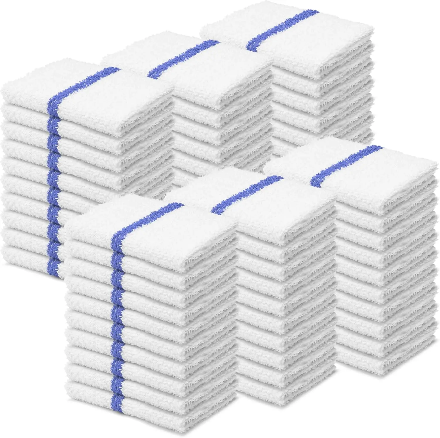 

Bar Mops Blue Stripe Pack of 60 Kitchen Towels 16x19 Multi-Purpose for Home, Restaurant and Cleaning White Absorbent W