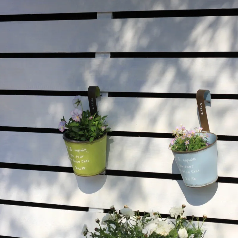 Rustic Metal Flower Pot Set Vintage French-Inspired Iron Planters for Succulents Balcony Patio and Garden Decor Decorative Plant