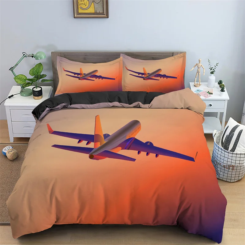 

3D Airplane Printed Bedding Set Kids Adults 2/3pcs Duvet Cover With Pillowcase Comforter Bedding Quilt Cover Luxury Bedding Set