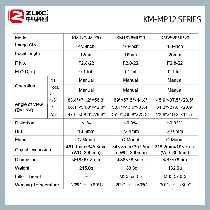 ZLKC 4/3 ''عدسة 20MP كاميرا تلفزيونات الدوائر المغلقة C جبل العدسات 12 مللي متر 16 مللي متر 25 مللي متر 35 مللي متر 50 مللي متر آلة الرؤية 4K أجهزة الاستشعار الكبيرة عدسة صناعية