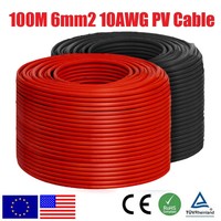 PowMr 100m Solar Wire 6mm² 10AWG Black and Black Solar PV Cable IP68 Extension Photovoltaic System Wire Solar Panel EU USA Stock