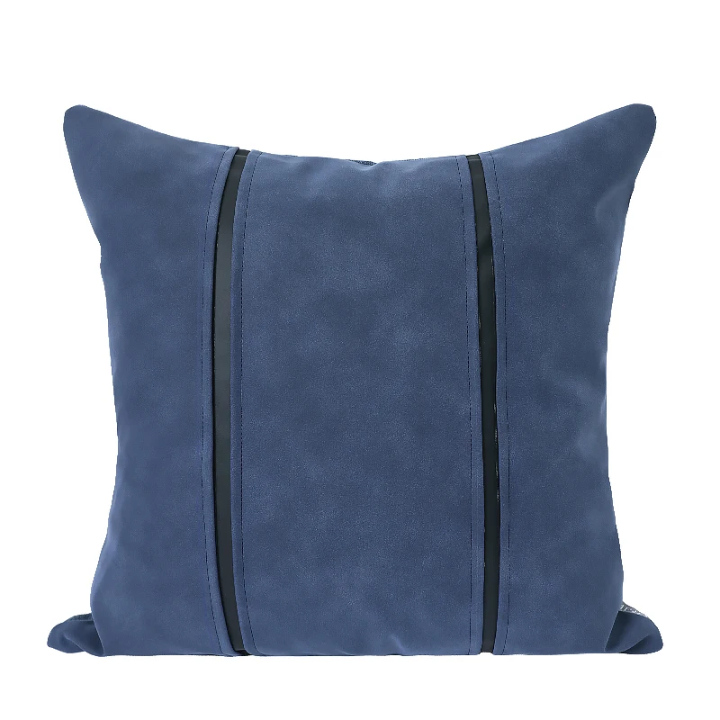 Nordic model room bedside cushion pillow living room bedroom sofa pillow light luxury blue black leather square waist pillow