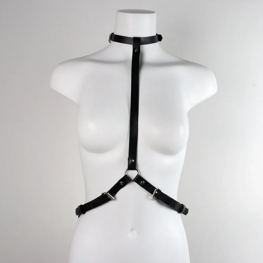 Arnés de lencería Sexy para mujer, correas de cuero Pu, liguero para adultos, sujetador corporal de tracción, tirantes, ropa Bondage, esposas, juego