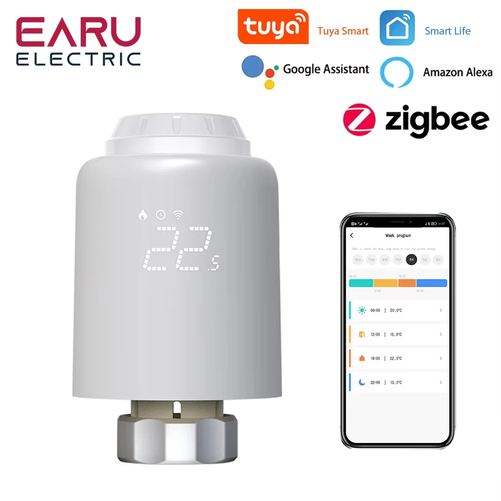 Tuya Smart ZigBee Thermostat Radiator TRV Programmable Thermostatic Actuator Heating Remote Temperature Controller Alexa Google