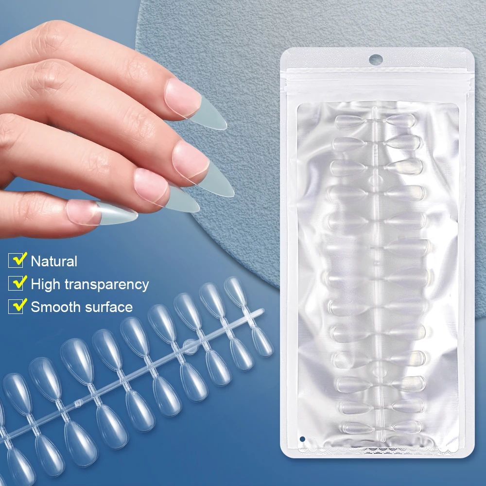 120pcs Short False Nails Clear Press on Nails Full Cover False Nails Tips Coffin Square Oval Almond Fake Nail Tips for Extension