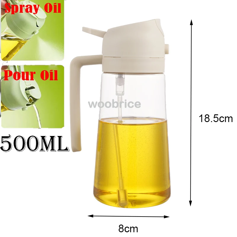2-in-1 keukenspray-olieverdeler, olieverstuiver, polijstmiddel of alleen borstelspray voor airfryer, salade, grillen, braden, koken in de keuken