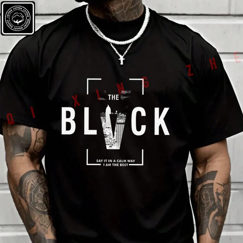 2026 Men T Shirt Black City Graphic Print Motorcycle T-Shirt Cotton Men‘s Summer Short Sleeve Tops Tee