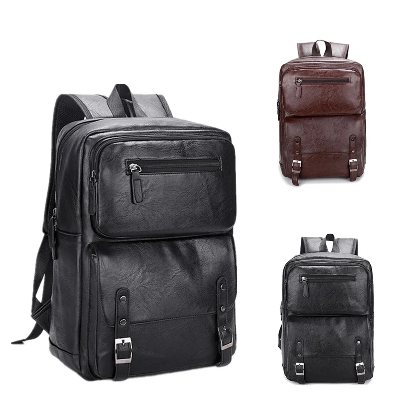 Fashion Luxury Brand Men Backpack Leather School Backpack Bag Students Waterproof Travel Bag Casual Leather Book bag Male