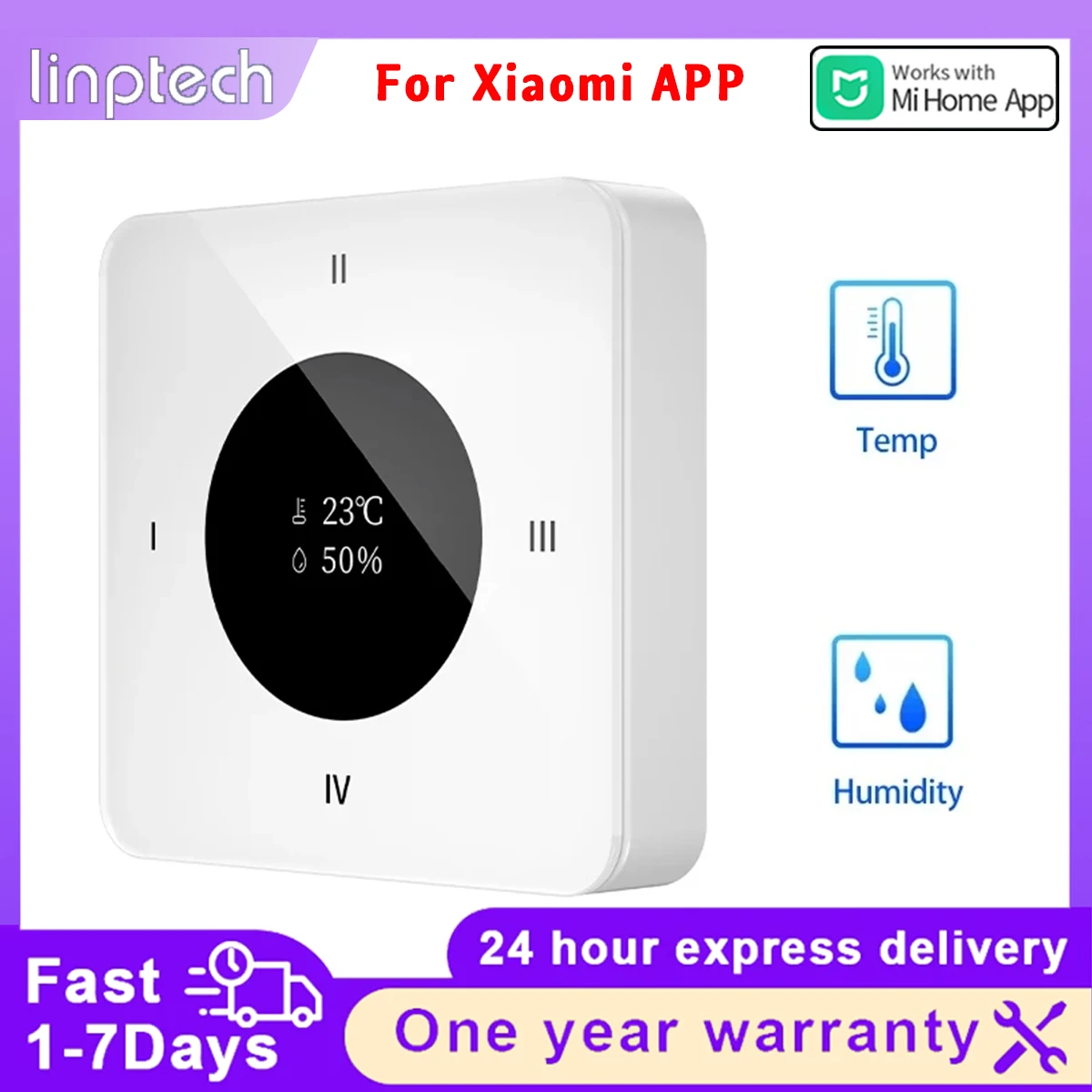 Linptech Mini Intelligence Wireless Switch Temperature Humidity Sensors Multi Functional Remote Control  For Xiaomi  Mijia APP