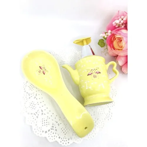 Acar Flamingo Pattern Dirty The Spoon Holder & soap dispenser Set