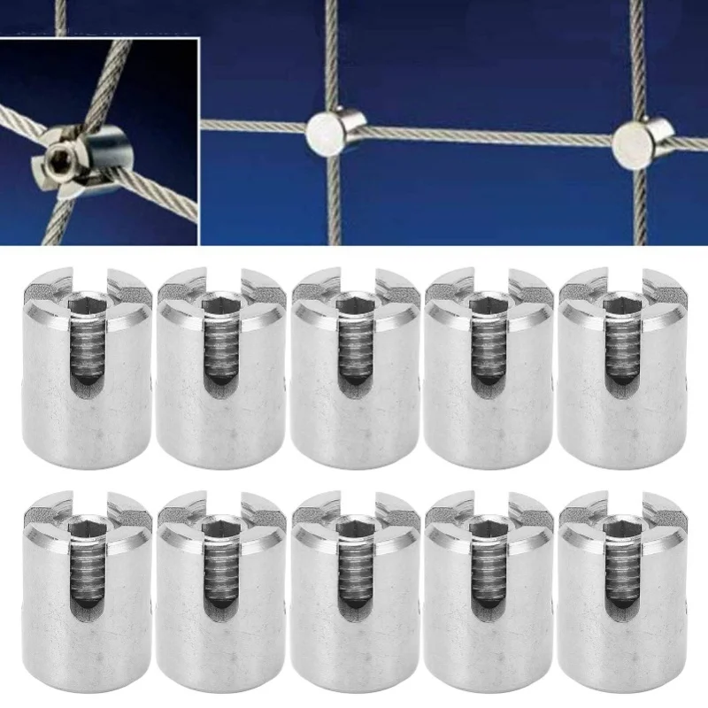 

10Pcs Cross Cable Clamp Stainless Steel Wire Railing Clamp Fastener For Indoor Outdoor M10 4mm / 0.16in