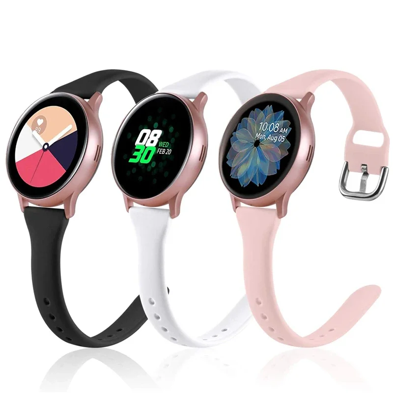 20mm Slim Silicone Strap For Samsung Galaxy Watch 4 5 Pro 6 Classic Active 2 44mm 40mm Garmin Vivomove HR/Vivomove/Vivoactive 3