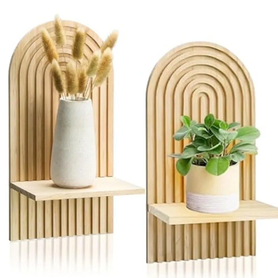 

Набор из 2 настенных полок — 15 x 8,6 дюймов, арочные деревянные подвесные полки для гостиной и спальни — в стиле середины века, современный бохо-стиль