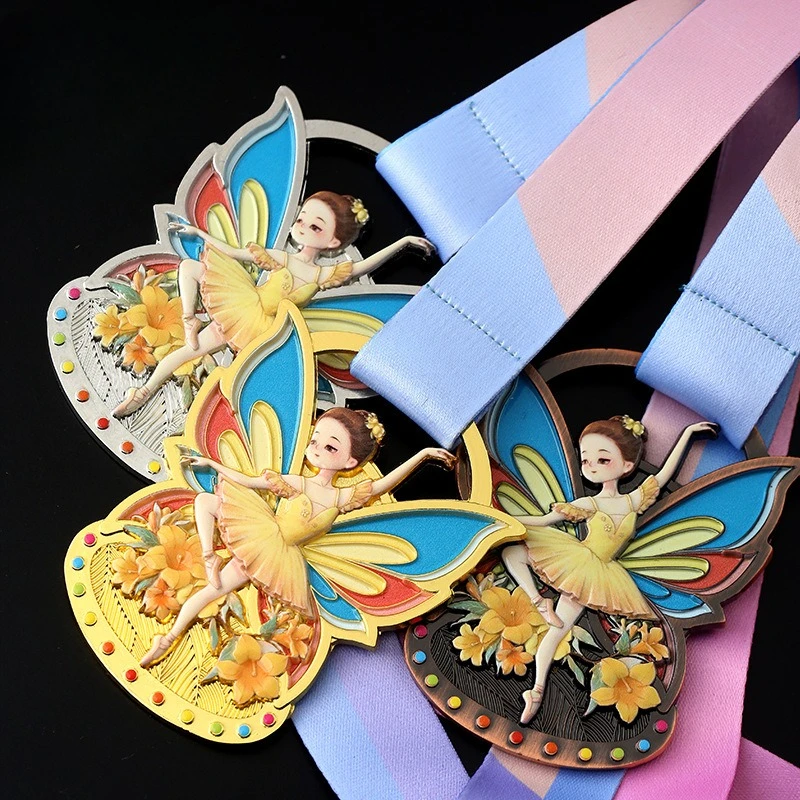 BC Custom name/logo/photo ballet dance competition for children with honor plaque for students metal medal creative souvenir