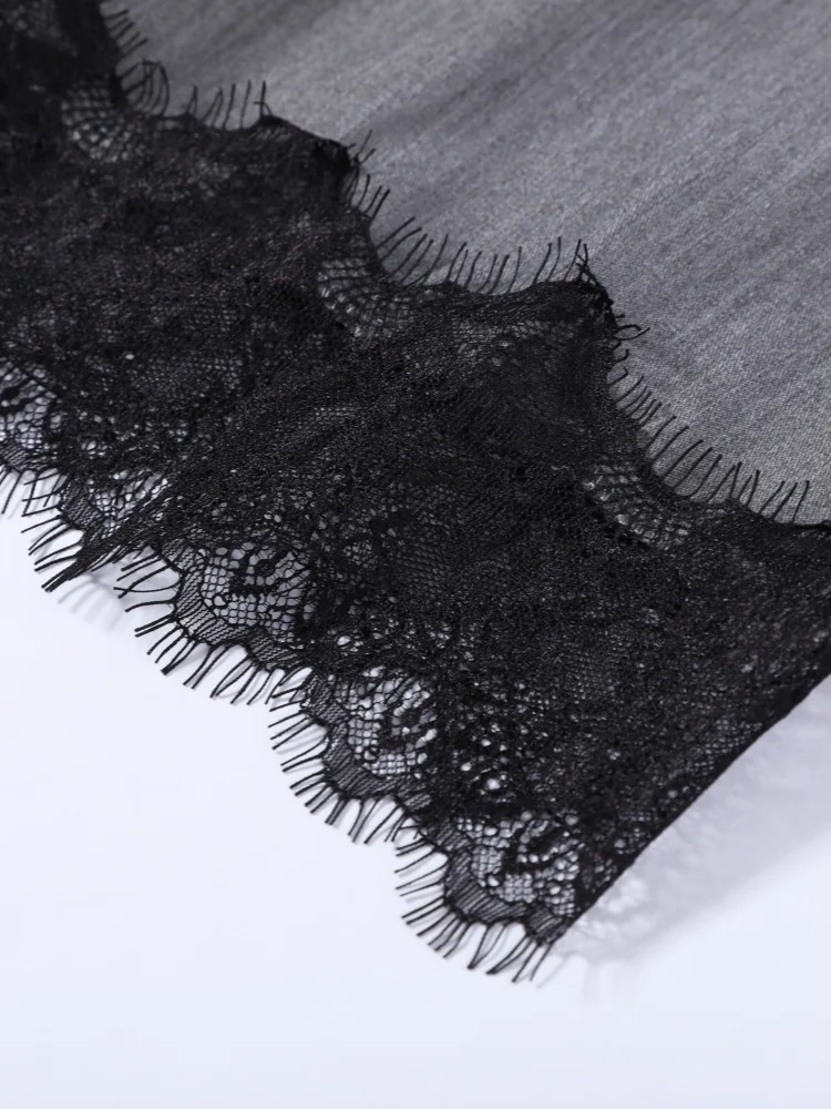 Schickes Sweetheart-Ausschnitt Bustier-Set mit Spitzenbesatz Schulterträger-Korsett-Top und Spitzenbesetzter Minirock für Damen Casual Alltags- und Partykleidung – Detail 9