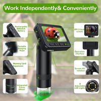 N97R 1080P Digital Video Microscope for Kids 50X-1000X Magnification 2 Inch IPS HD Screen,Perfect Science Kit Gift for Kids