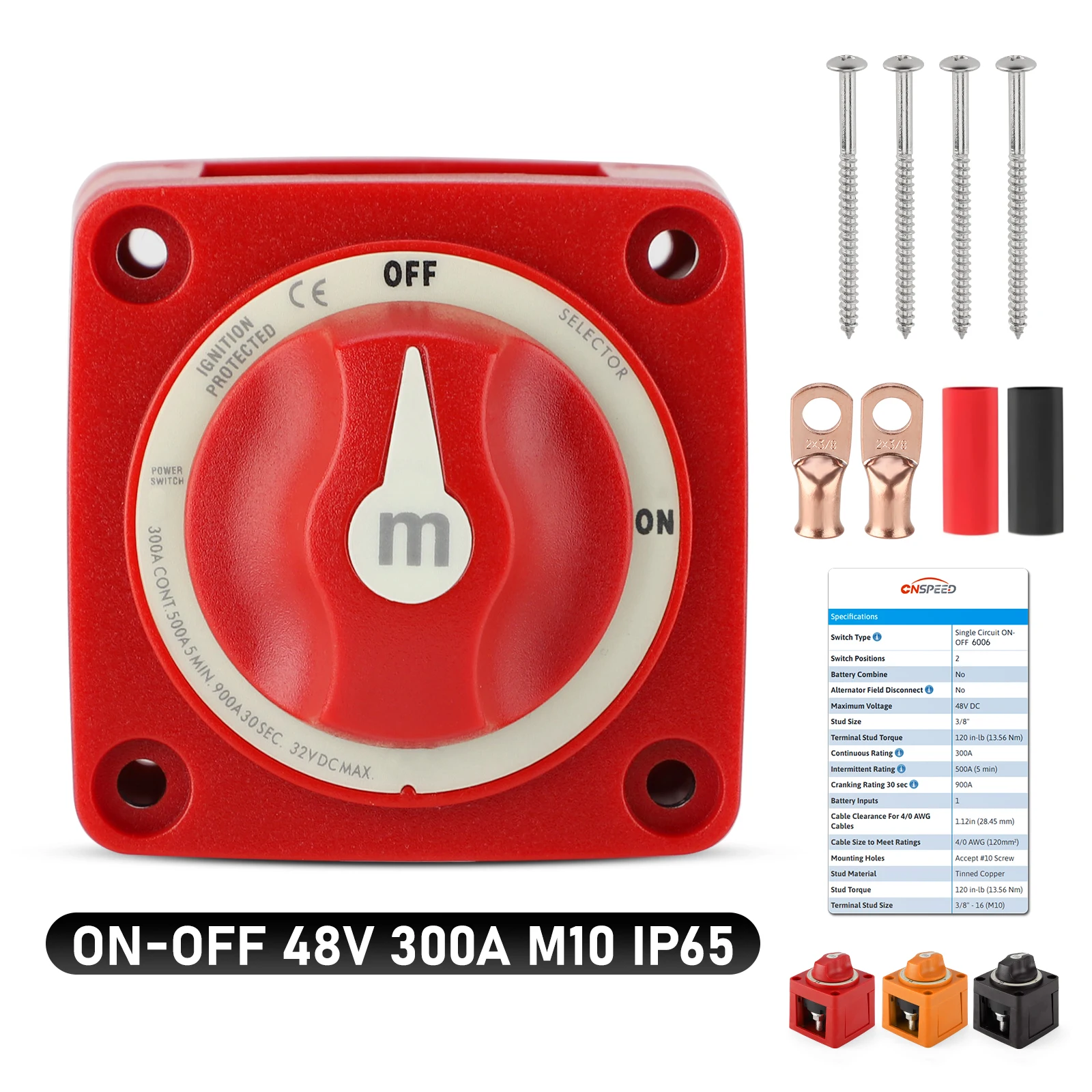 

CNSPEED 6006 M-Series Battery Isolator Disconnect OnOff Switch 2 Position With Terminal Block For RV Boat Camper Car 300A 12-48V