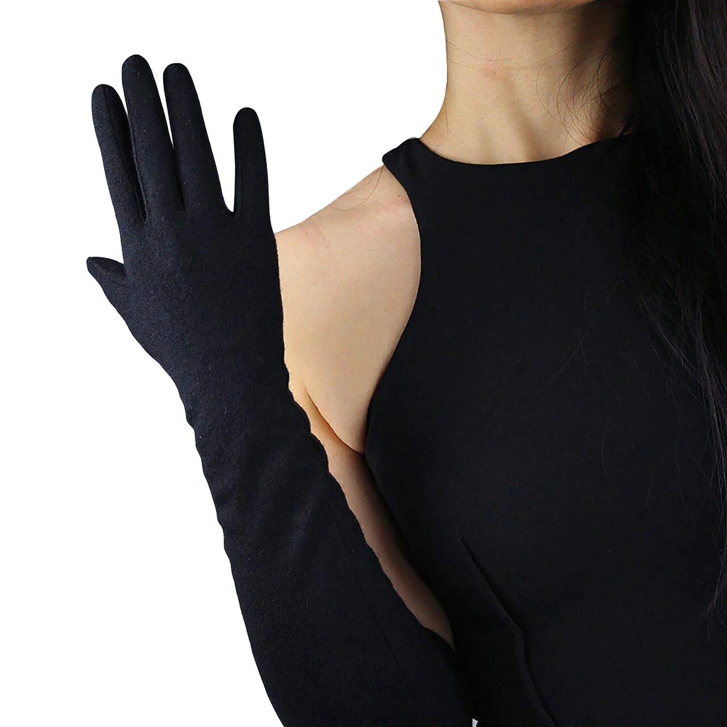 Cashmere Wool Gloves Over Elbow Long Opera Evening Winter Arm Warmers Sleeves Merino Hepburn Black Soft Warm Evening Party Glove