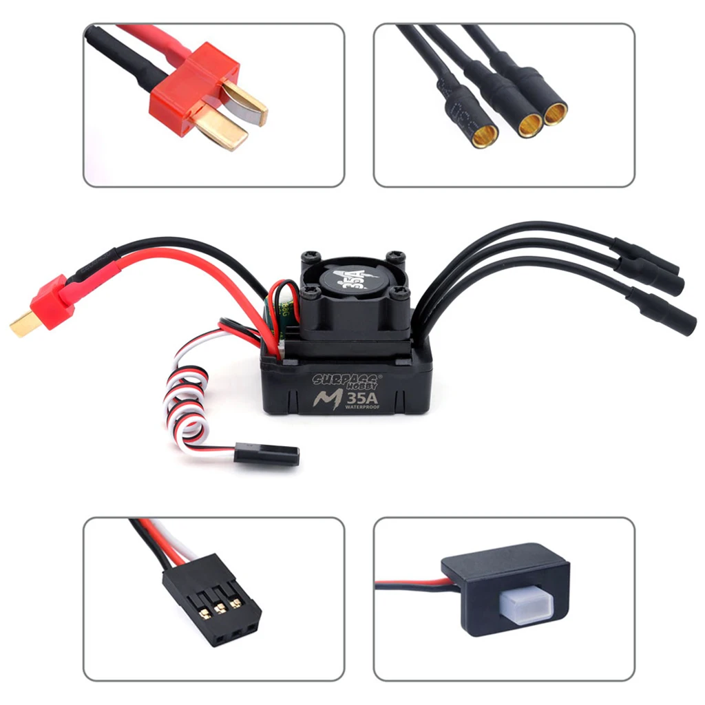 Surpass Hobby M Series Brushless ESC 35A 45A 60A Waterproof 2-3S for 1/10 1/14 RC On/Off-road Car 3650 F540 Motor