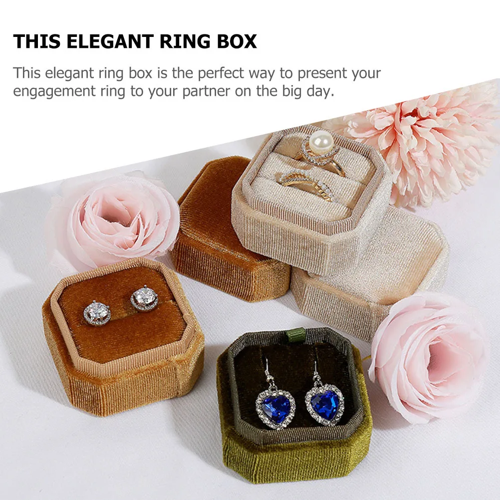 

3Pcs Luxurious Corduroy Ring Box Modern Design Jewelry Gift Case for Wedding Ceremony Engagement Present Compact and Portable